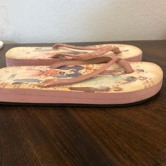 Light pink sequin retro flip flop sandals - Picture 2 of 2